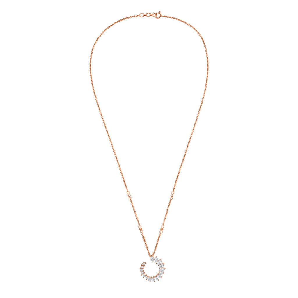 Lab Grown Marquise Diamond Crescent Swirl Pendant