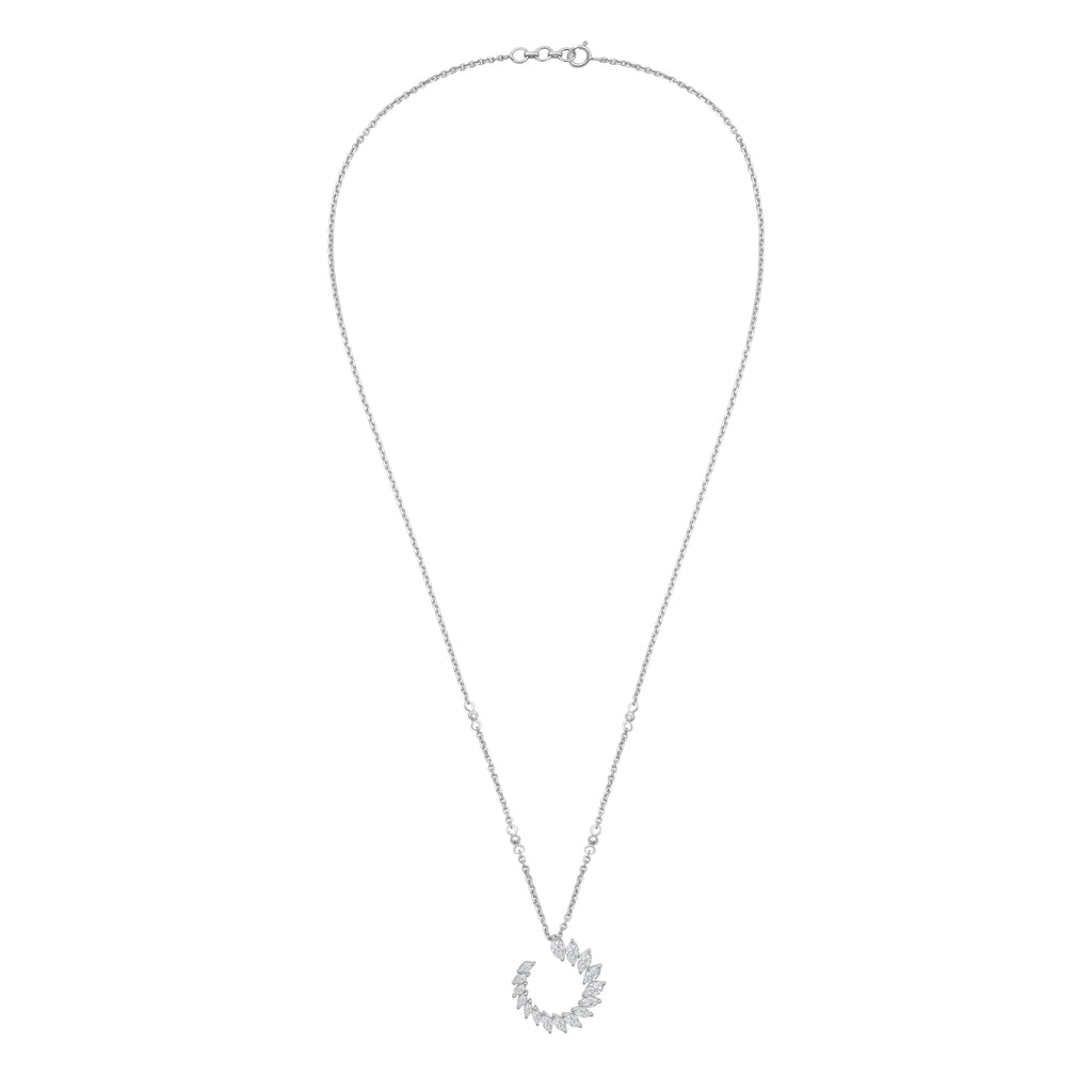 Lab Grown Marquise Diamond Crescent Swirl Pendant