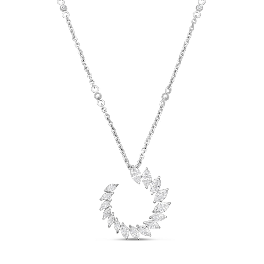 Lab Grown Marquise Diamond Crescent Swirl Pendant