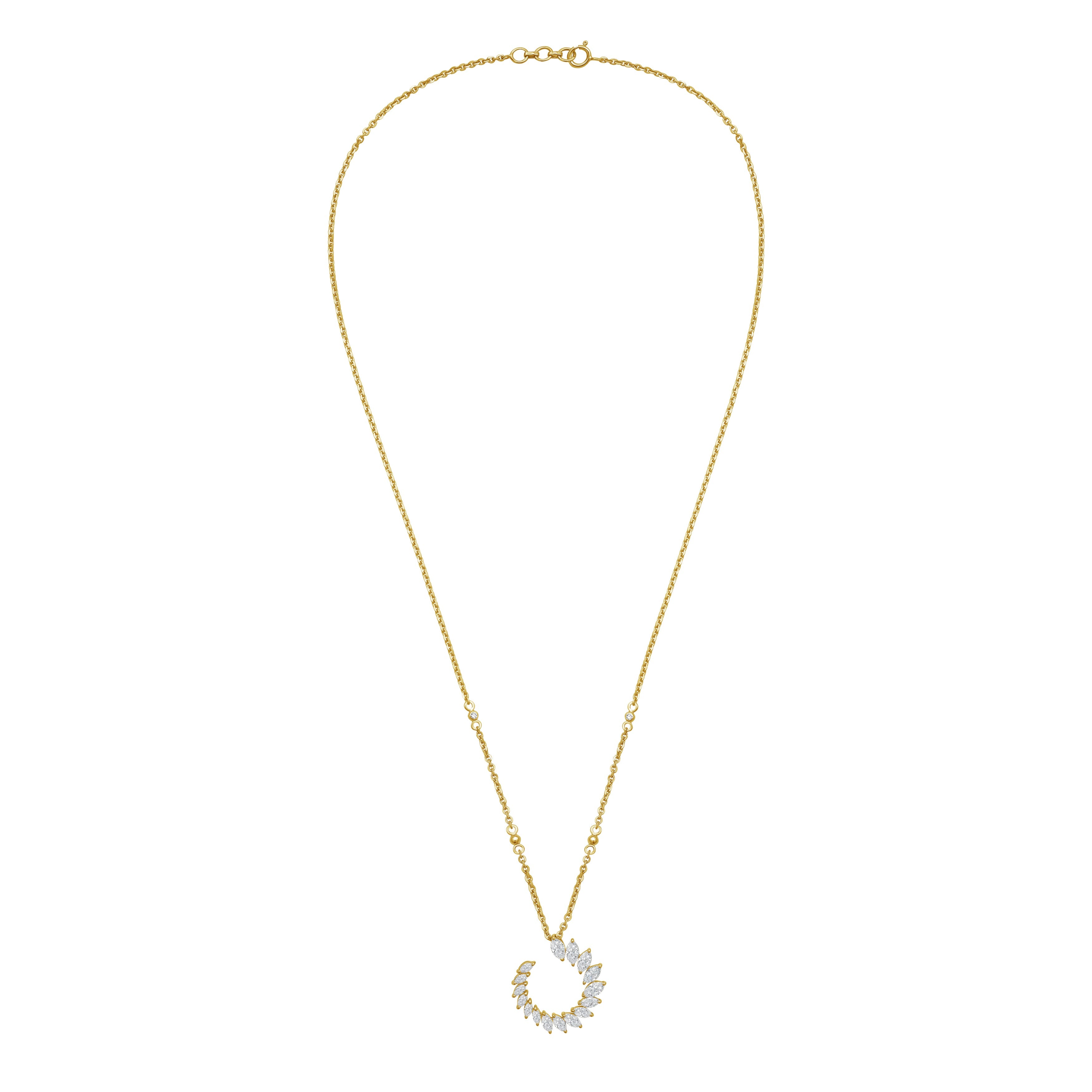 Lab Grown Marquise Diamond Crescent Swirl Pendant