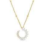Lab Grown Marquise Diamond Crescent Swirl Pendant