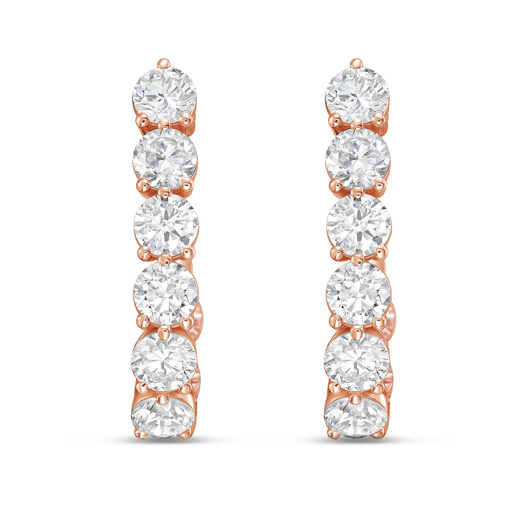 Lab Grown Round Diamond J-Hoop Earrings - 0.75"