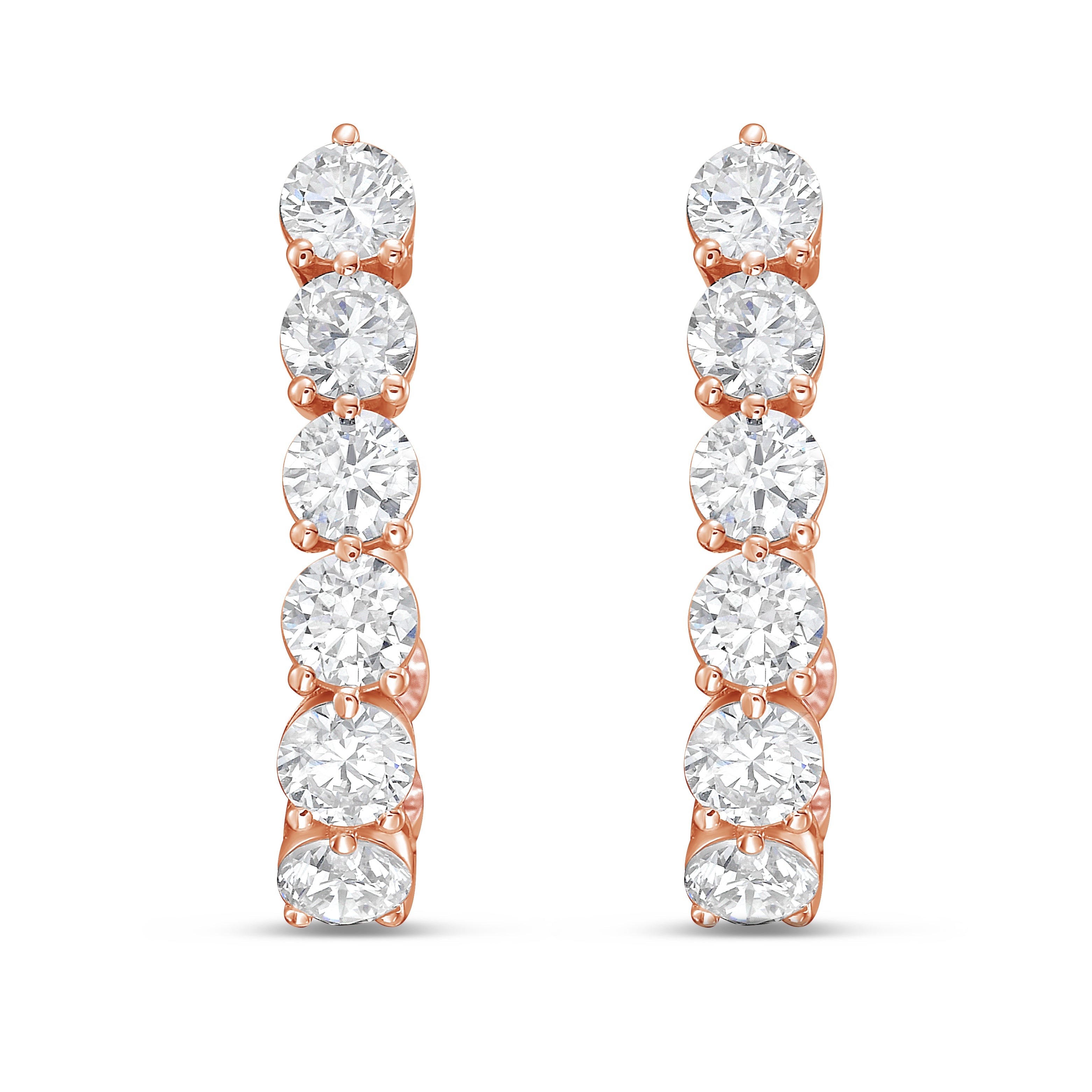 Lab Grown Round Diamond J-Hoop Earrings - 0.75"