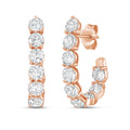 Lab Grown Round Diamond J-Hoop Earrings - 0.75"