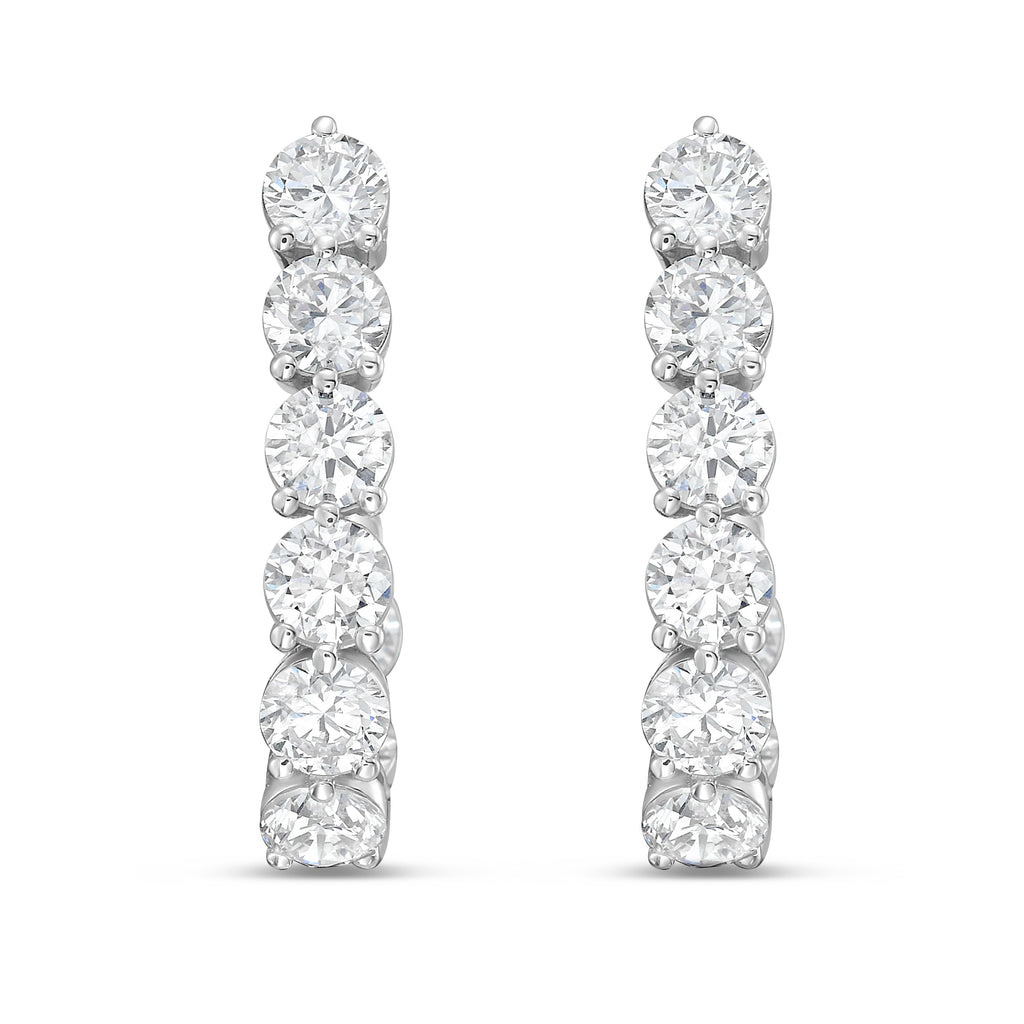 Lab Grown Round Diamond J-Hoop Earrings - 0.75"