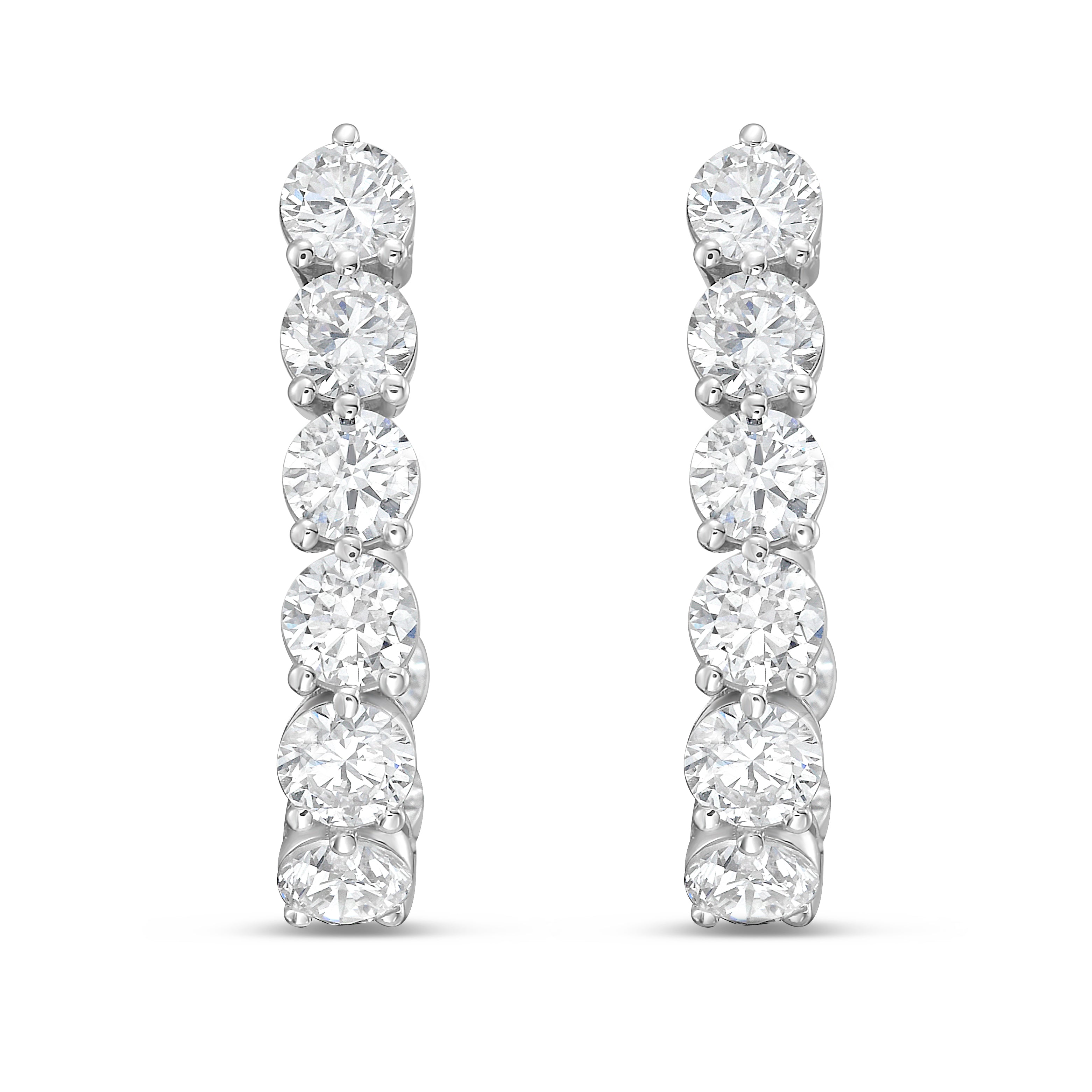 Lab Grown Round Diamond J-Hoop Earrings - 0.75"