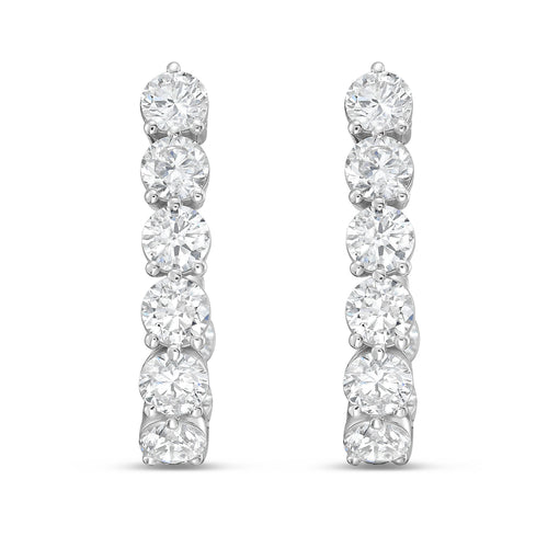 Lab Grown Round Diamond J-Hoop Earrings - 0.75"