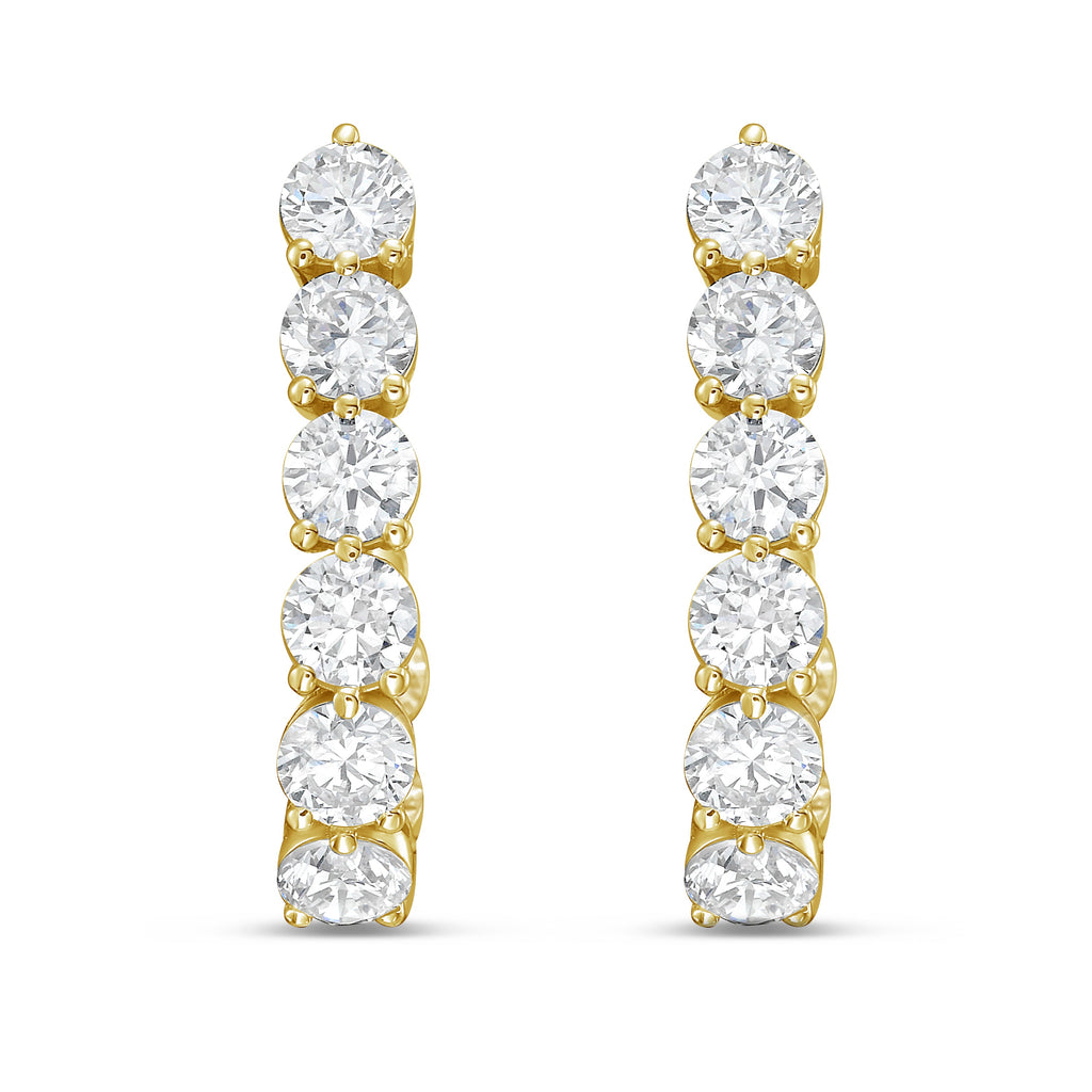 Lab Grown Round Diamond J-Hoop Earrings - 0.75"