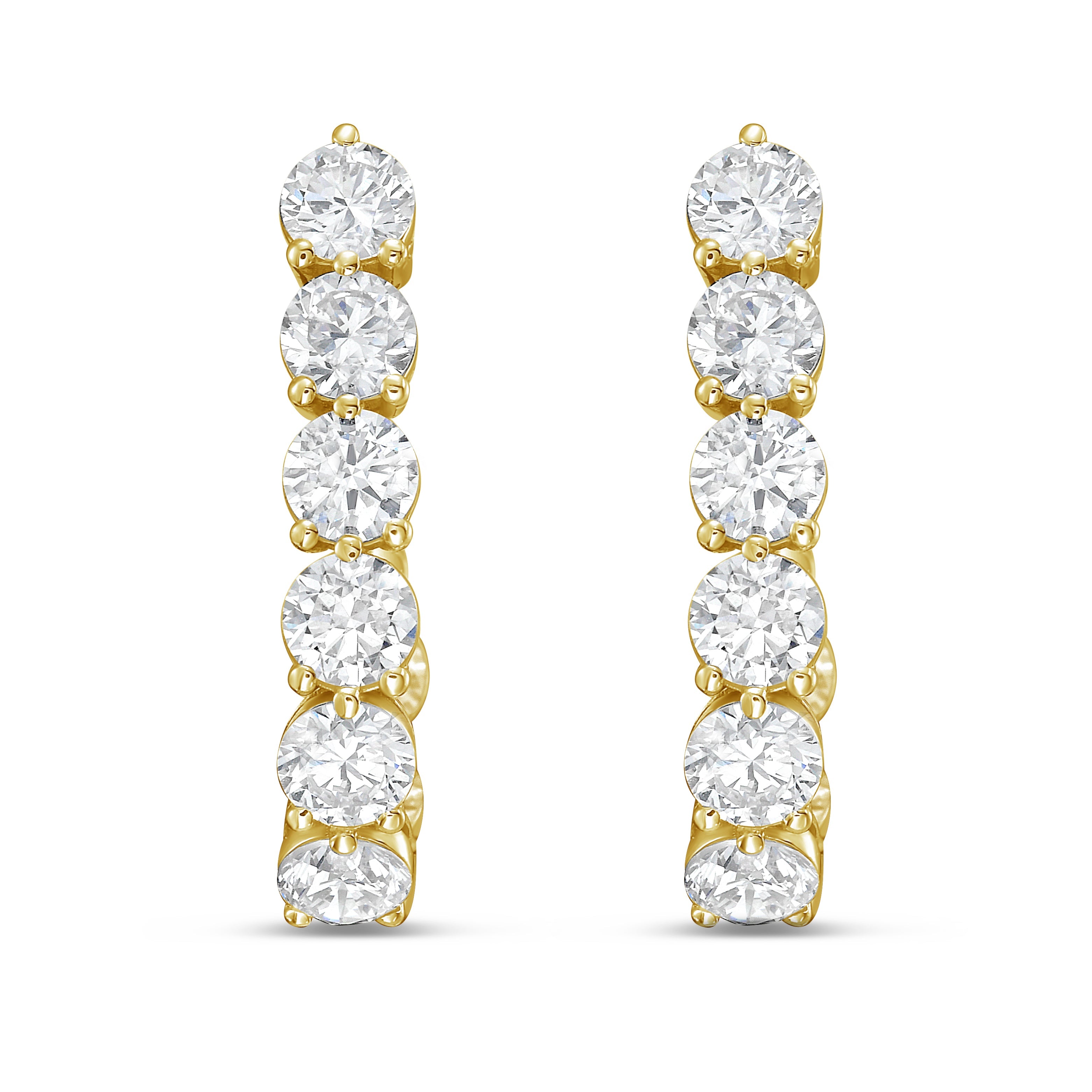 Lab Grown Round Diamond J-Hoop Earrings - 0.75"