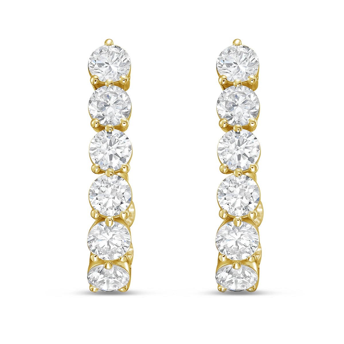 Lab Grown Round Diamond J-Hoop Earrings - 0.75"