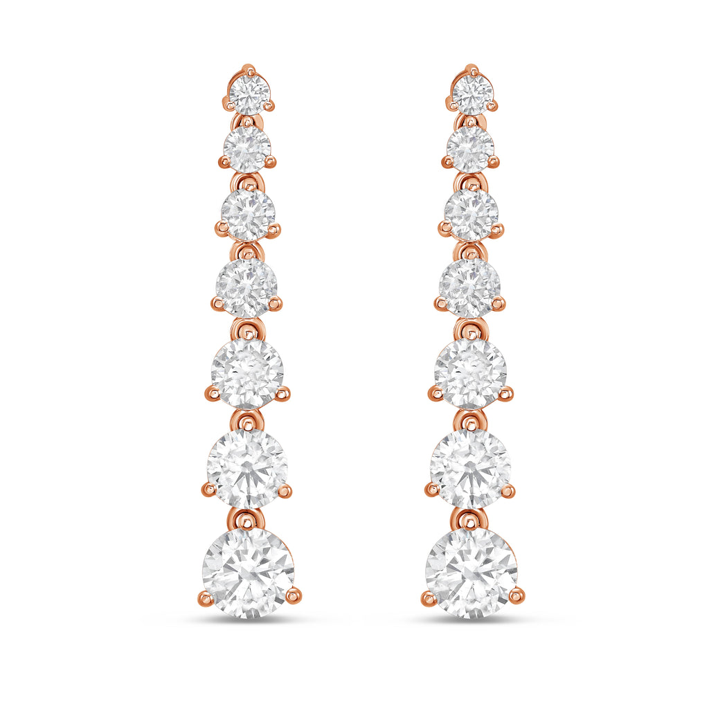 Lab Grown Graduated Round Diamond Drop Earrings