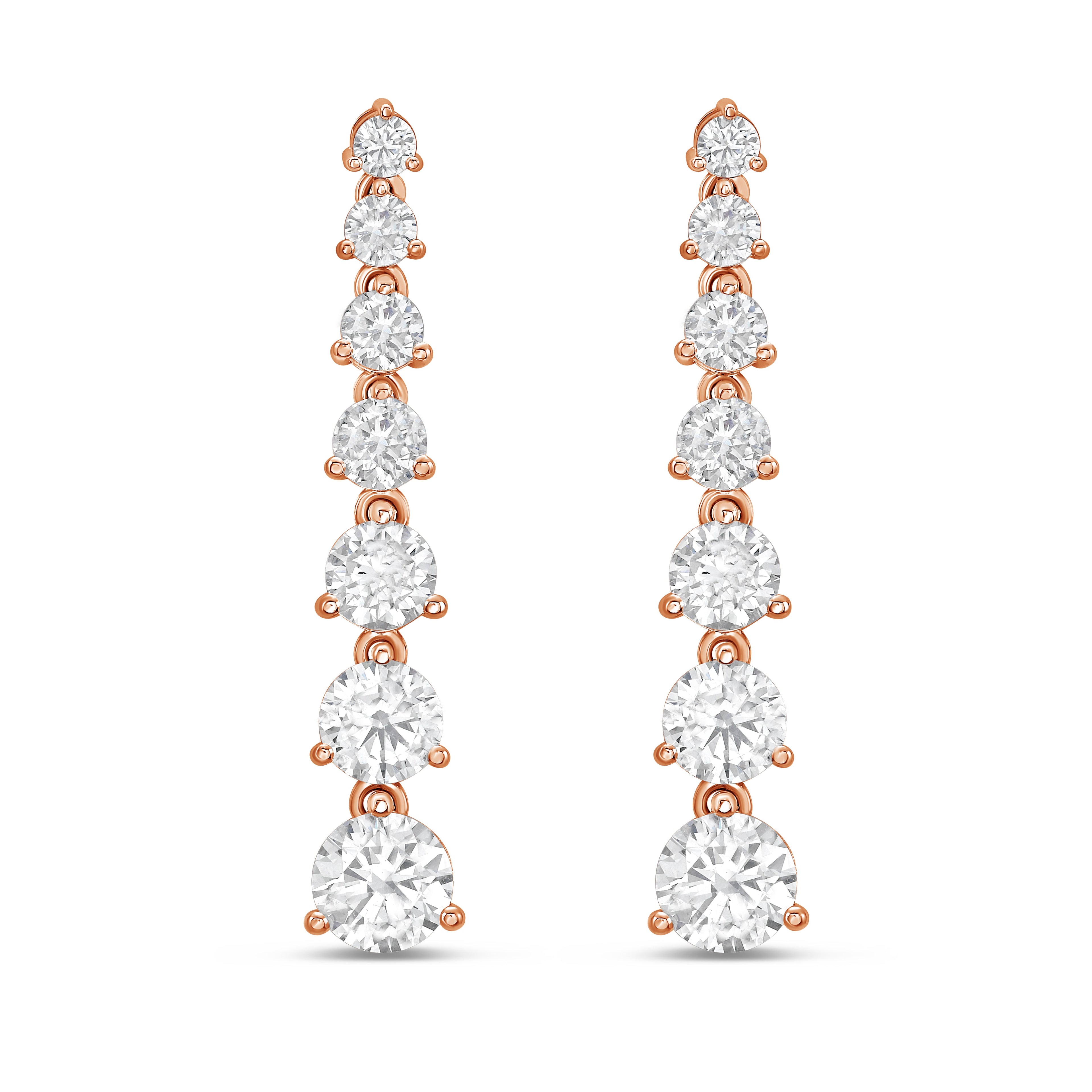 Lab Grown Graduated Round Diamond Drop Earrings