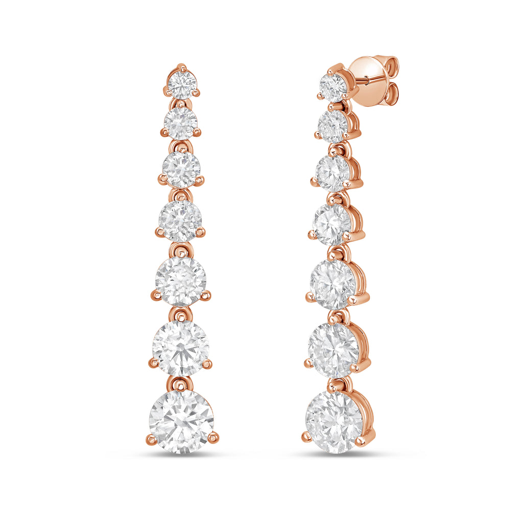 Lab Grown Graduated Round Diamond Drop Earrings