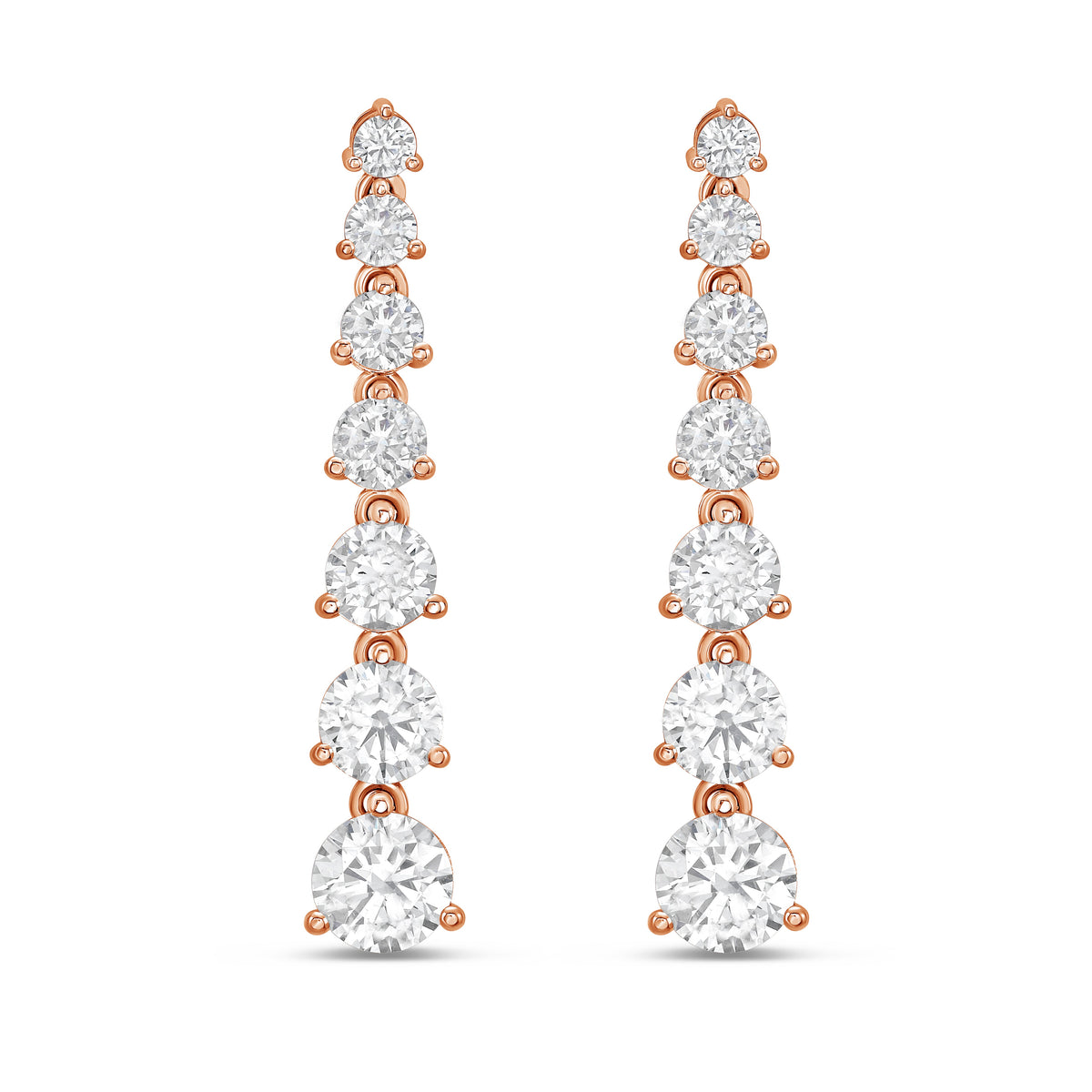 Lab Grown Graduated Round Diamond Drop Earrings