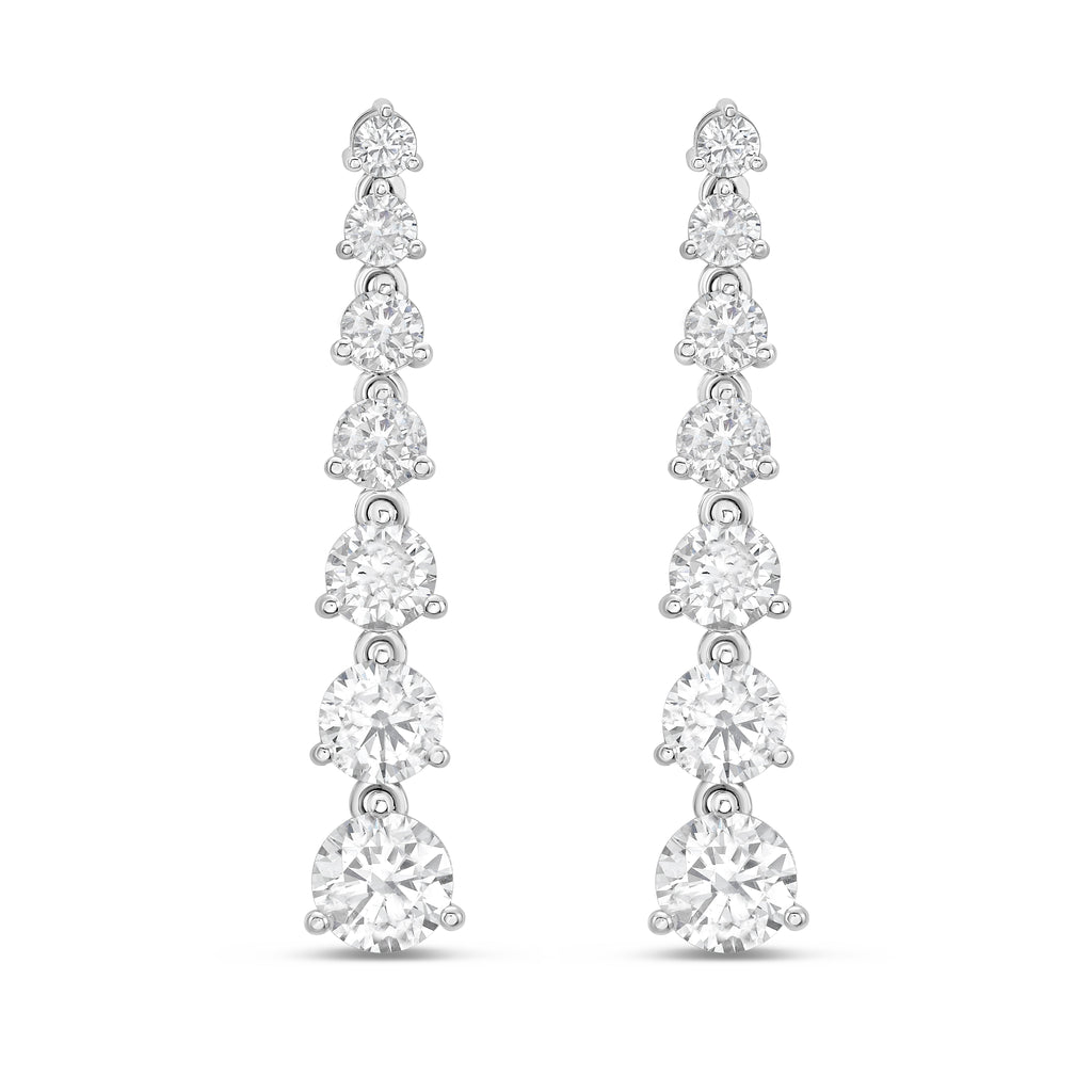 Lab Grown Graduated Round Diamond Drop Earrings