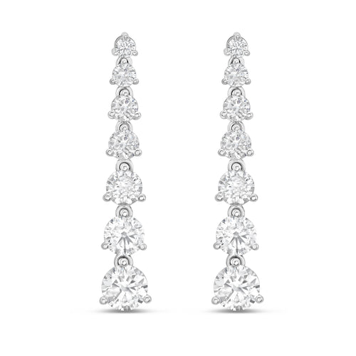 Lab Grown Graduated Round Diamond Drop Earrings