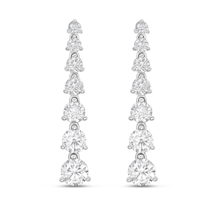 Lab Grown Graduated Round Diamond Drop Earrings