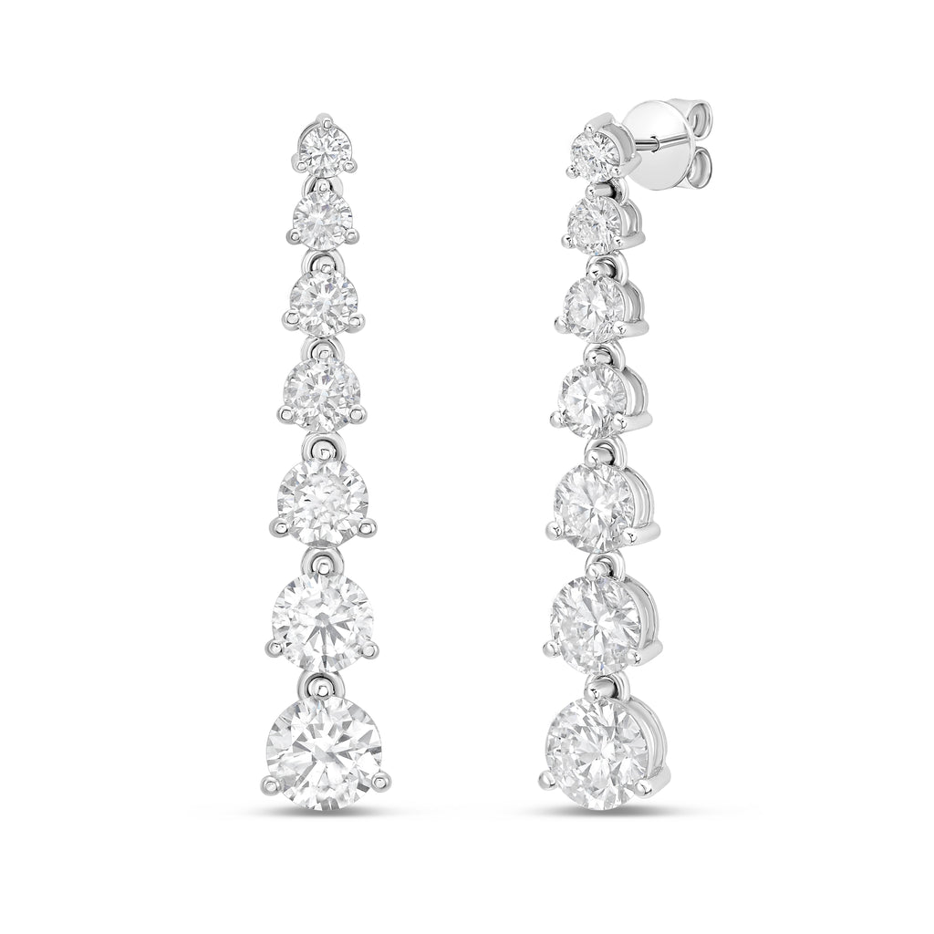 Lab Grown Graduated Round Diamond Drop Earrings