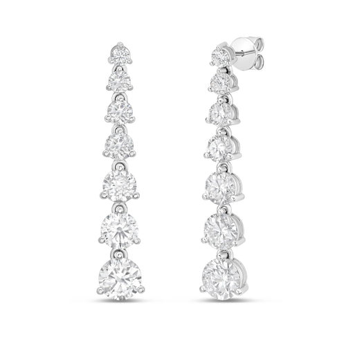Lab Grown Graduated Round Diamond Drop Earrings
