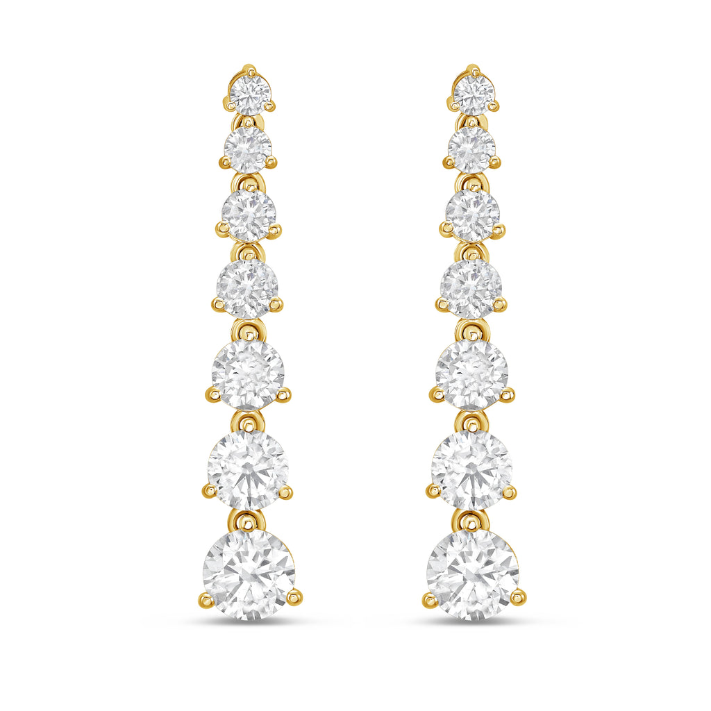 Lab Grown Graduated Round Diamond Drop Earrings