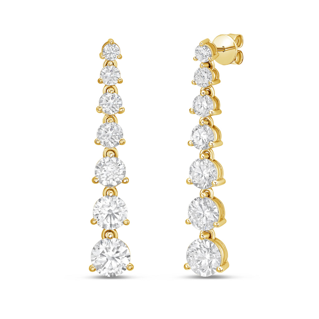 Lab Grown Graduated Round Diamond Drop Earrings