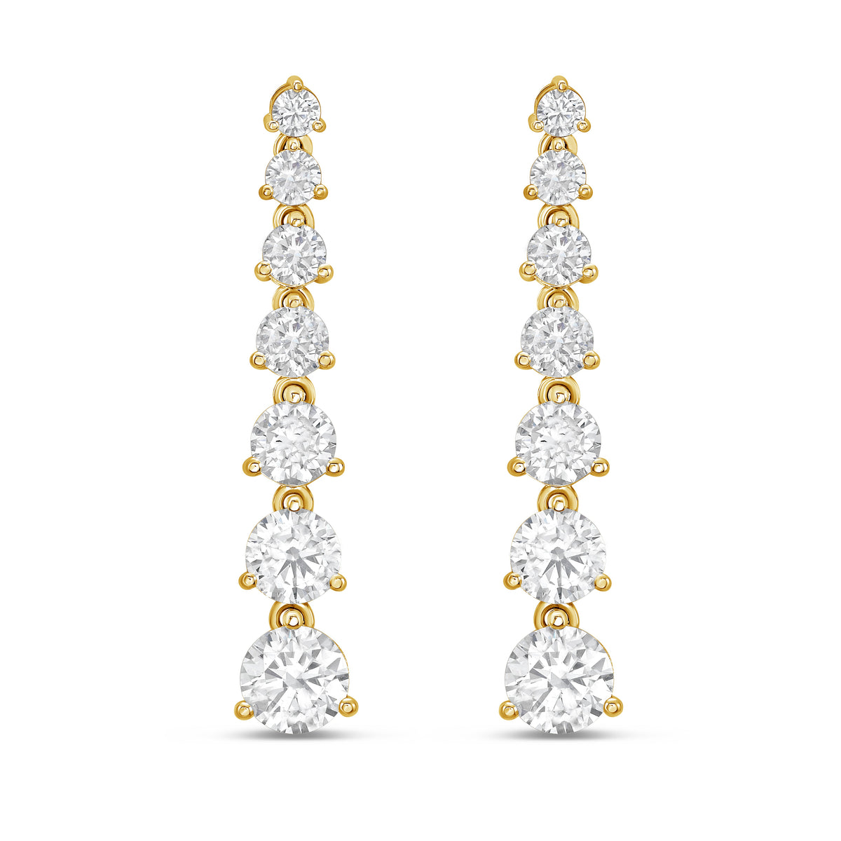Lab Grown Graduated Round Diamond Drop Earrings