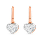 Lab Grown Heart Diamond Bezel Drop Huggie Earrings