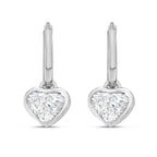 Lab Grown Heart Diamond Bezel Drop Huggie Earrings