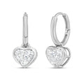 Lab Grown Heart Diamond Bezel Drop Huggie Earrings