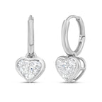 Lab Grown Heart Diamond Bezel Drop Huggie Earrings