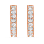 Lab Grown Round & Emerald Diamond Milgrain Hoop Earrings - 1.00"