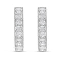 Lab Grown Round & Emerald Diamond Milgrain Hoop Earrings - 1.00"