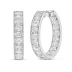 Lab Grown Round & Emerald Diamond Milgrain Hoop Earrings - 1.00"