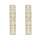 Lab Grown Round & Emerald Diamond Milgrain Hoop Earrings - 1.00"