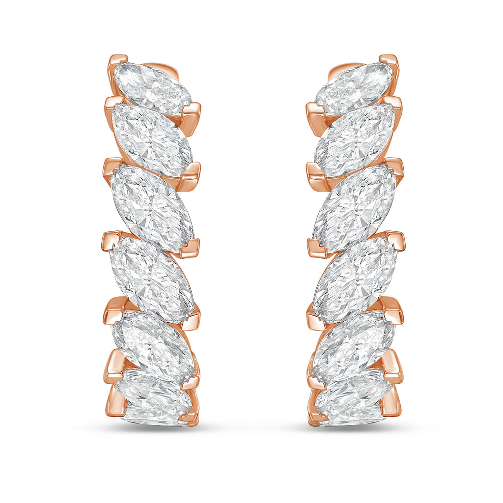Lab Grown Marquise Diamond Hoop Earrings - 1.00"