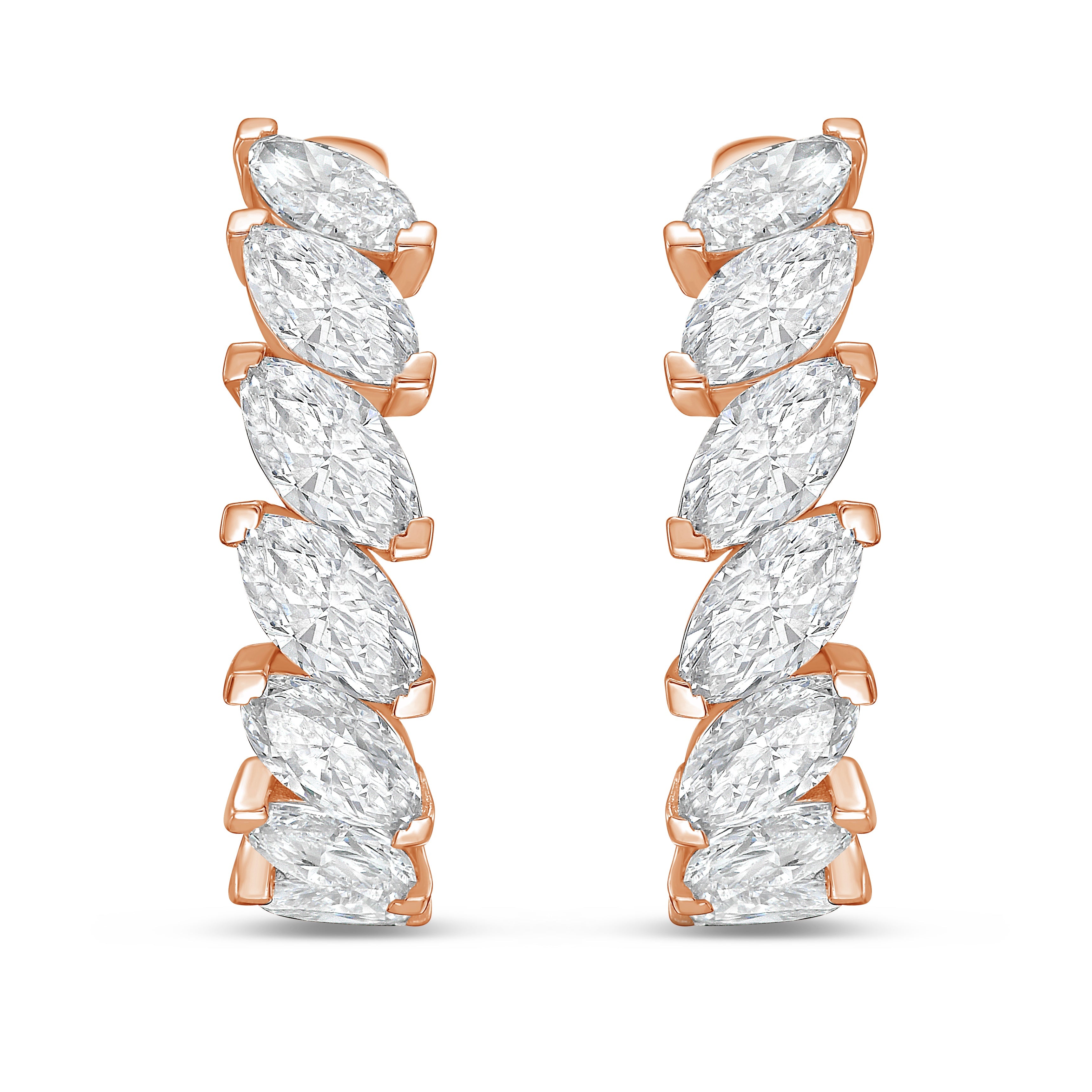Lab Grown Marquise Diamond Hoop Earrings - 1.00"