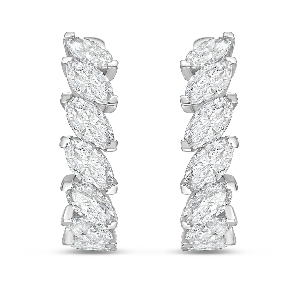 Lab Grown Marquise Diamond Hoop Earrings - 1.00"