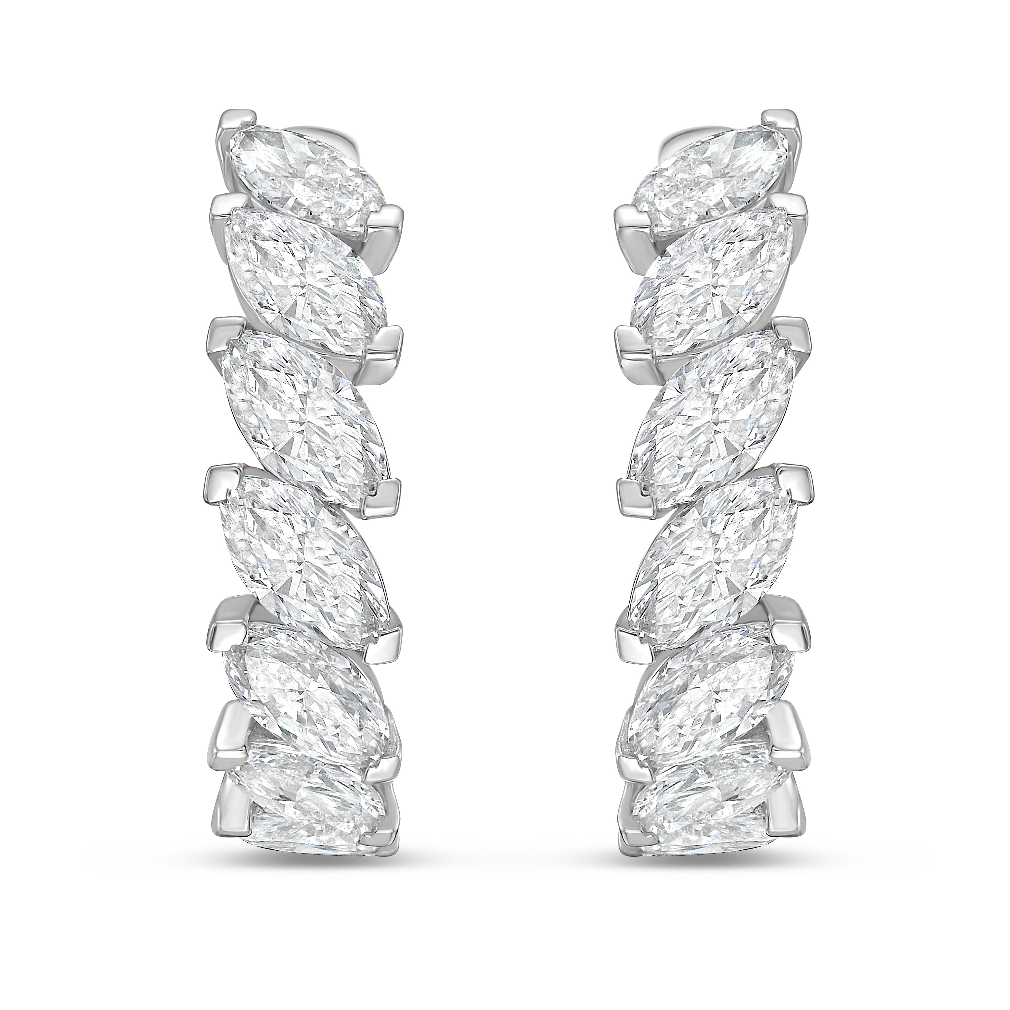Lab Grown Marquise Diamond Hoop Earrings - 1.00"
