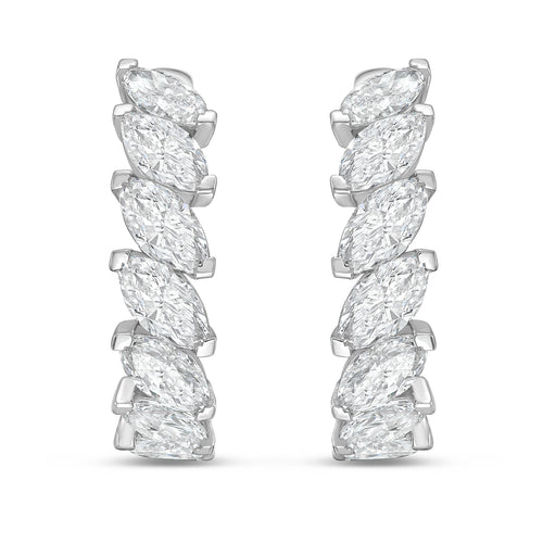 Lab Grown Marquise Diamond Hoop Earrings - 1.00"