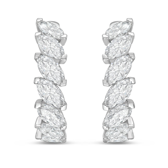 Lab Grown Marquise Diamond Hoop Earrings - 1.00