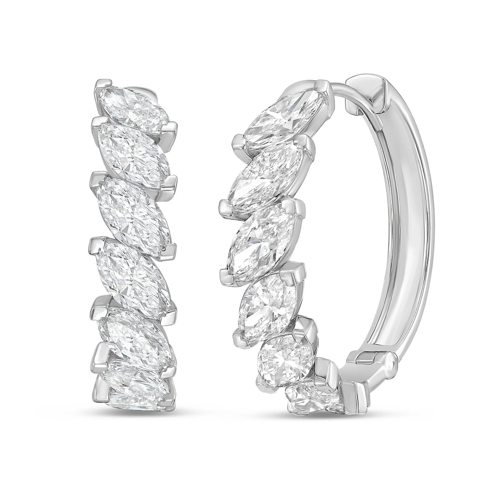 Lab Grown Marquise Diamond Hoop Earrings - 1.00"