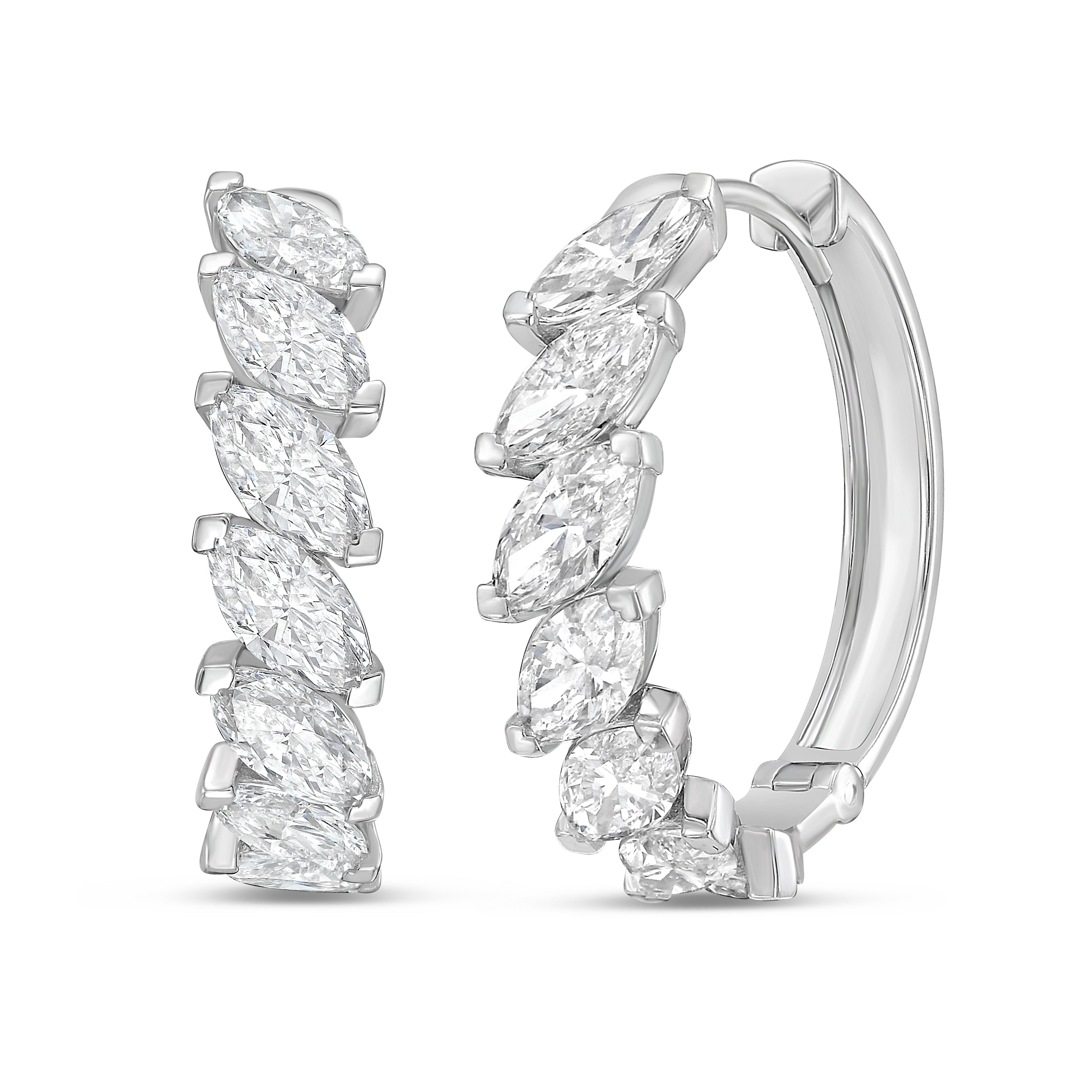 Lab Grown Marquise Diamond Hoop Earrings - 1.00"