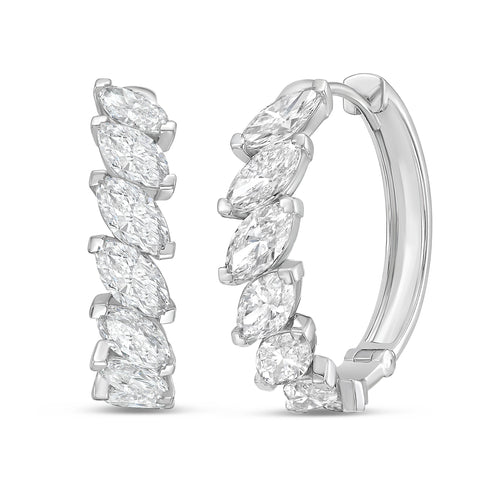 Lab Grown Marquise Diamond Hoop Earrings - 1.00"