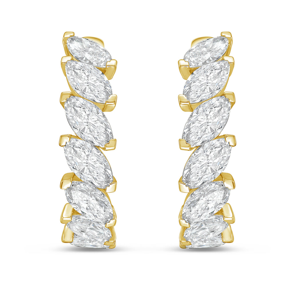 Lab Grown Marquise Diamond Hoop Earrings - 1.00"