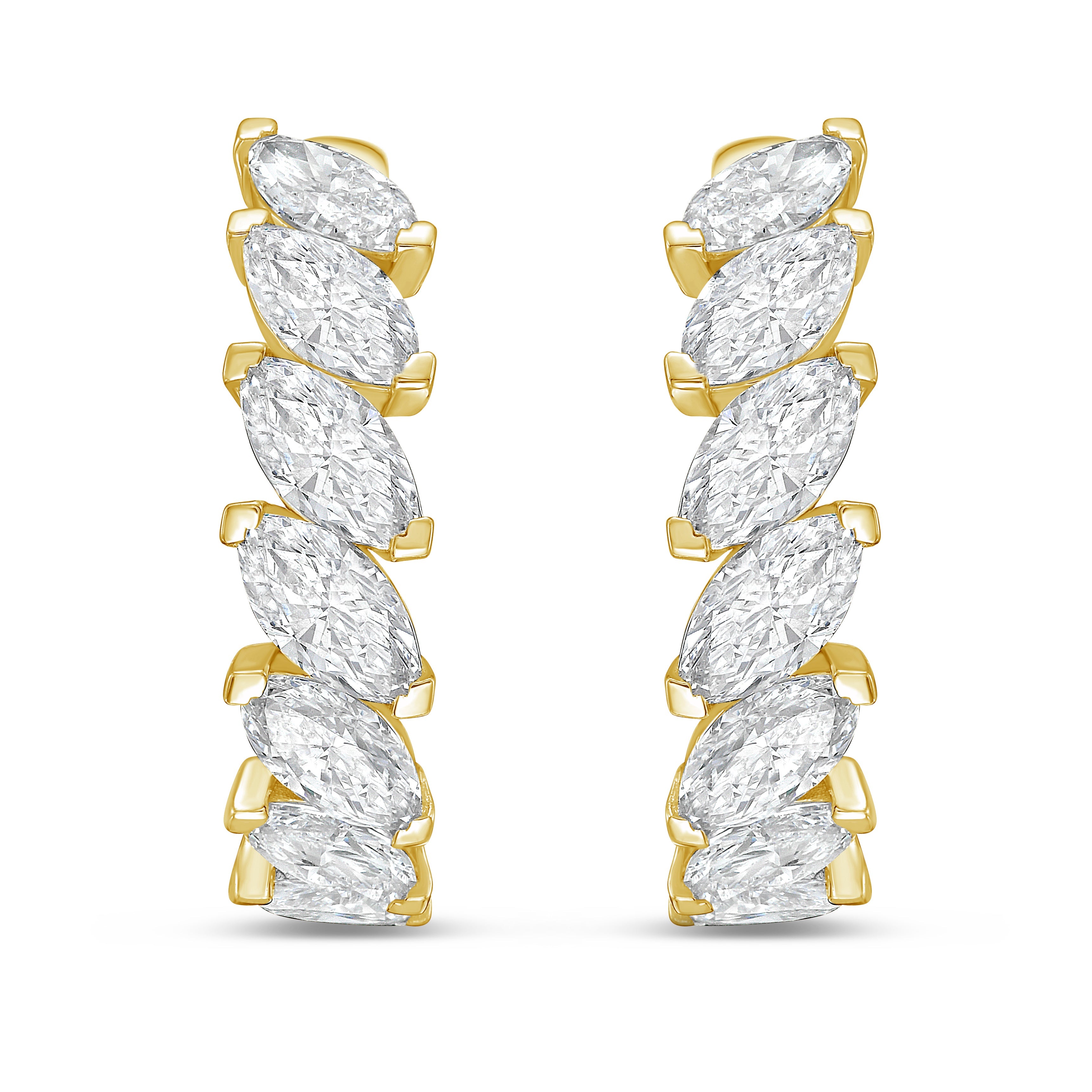 Lab Grown Marquise Diamond Hoop Earrings - 1.00"