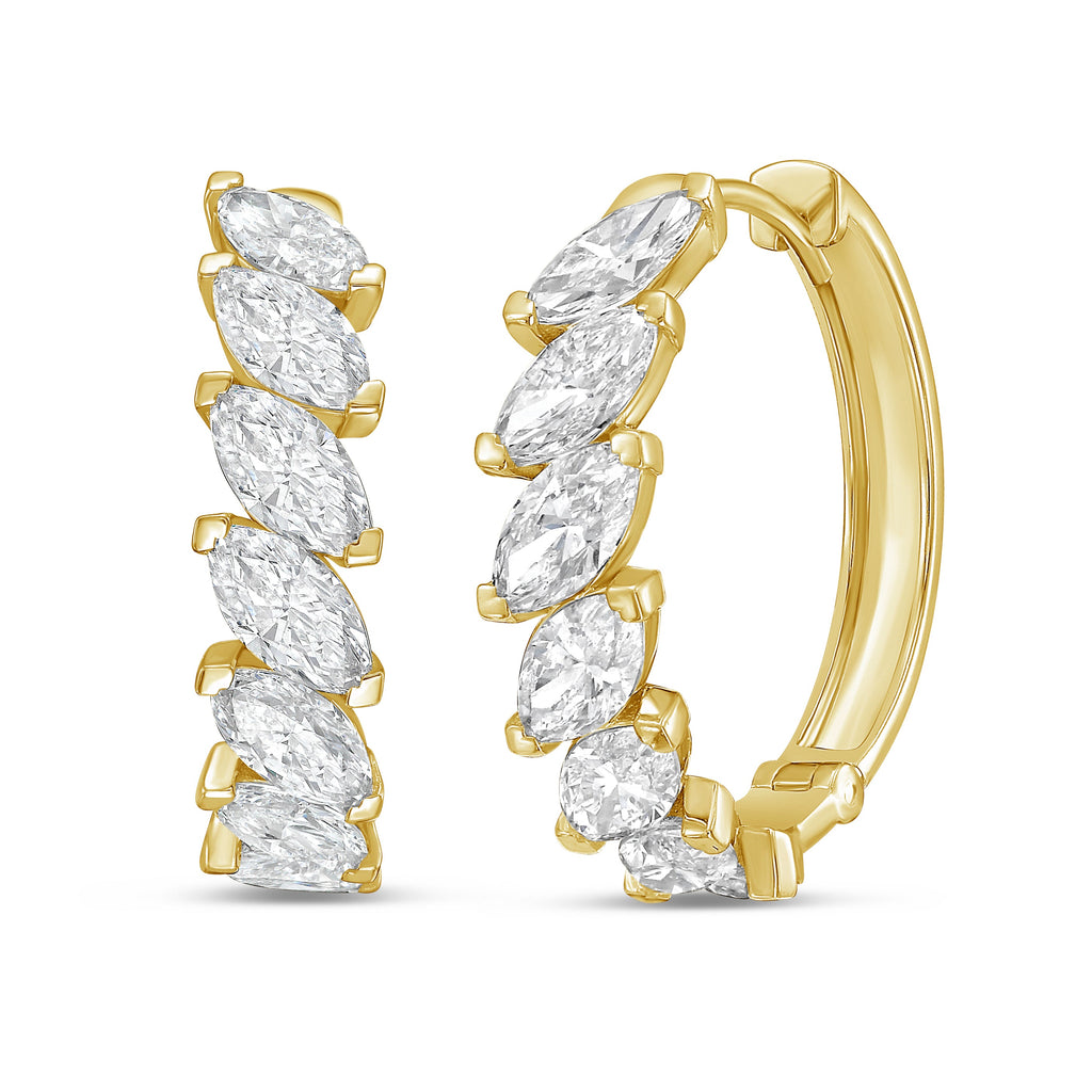 Lab Grown Marquise Diamond Hoop Earrings - 1.00"