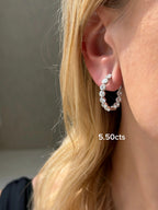 Lab Grown Shared Prong Round Diamond Hoop Earrings - 1.00"