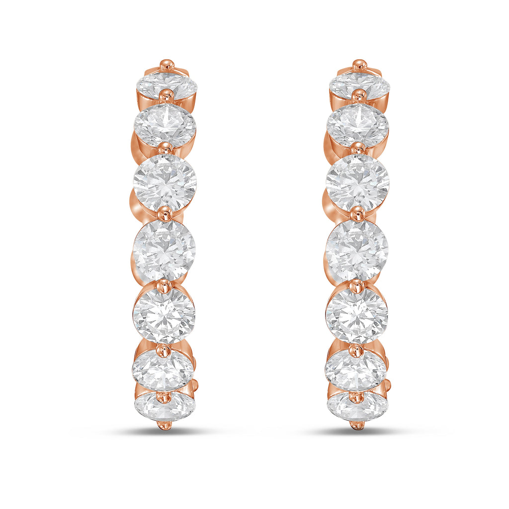 Lab Grown Shared Prong Round Diamond Hoop Earrings - 1.00"