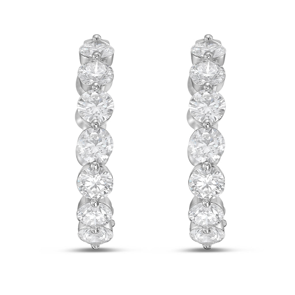 Lab Grown Shared Prong Round Diamond Hoop Earrings - 1.00"