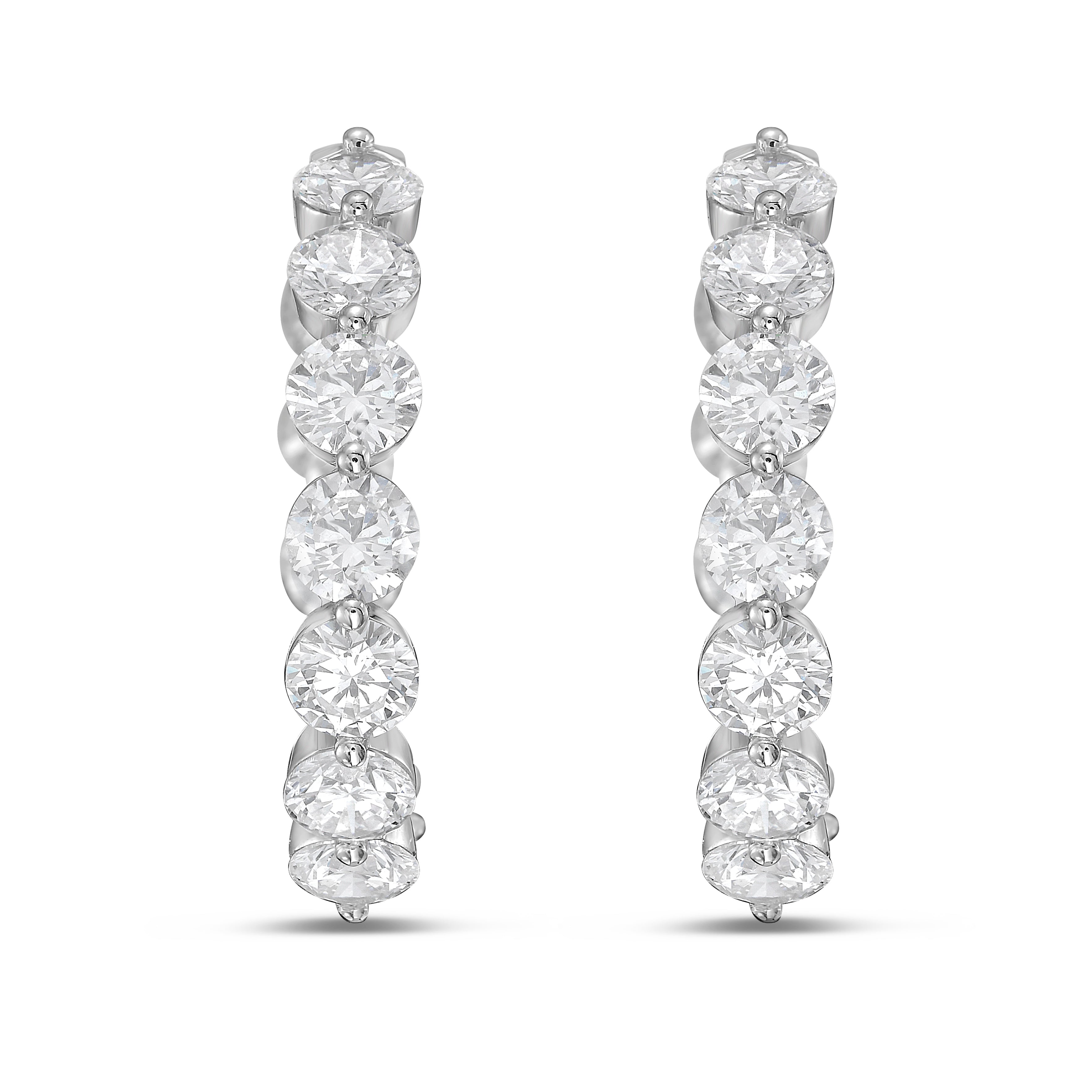 Lab Grown Shared Prong Round Diamond Hoop Earrings - 1.00"